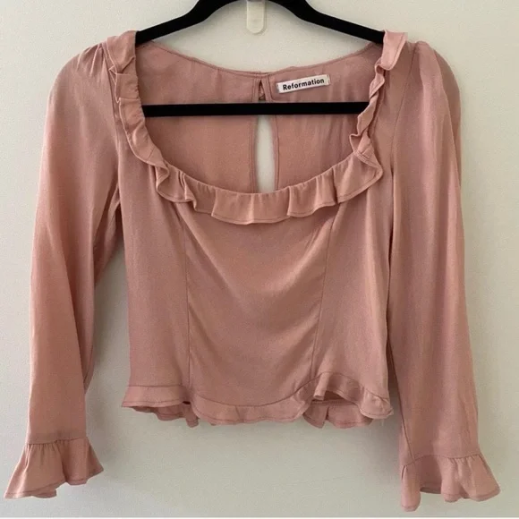 Reformation Blush Ruffle Blouse - Picture 1 of 3
